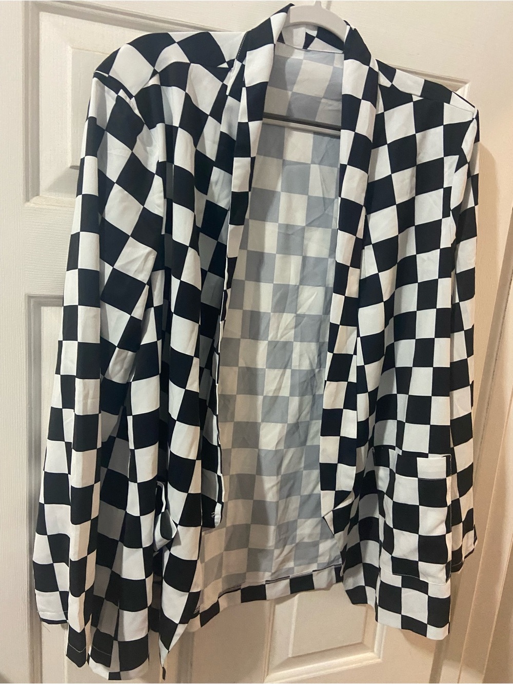 Turquoise Haven 2X Black & White Checkerboard Checkered Blazer Jacket NWT